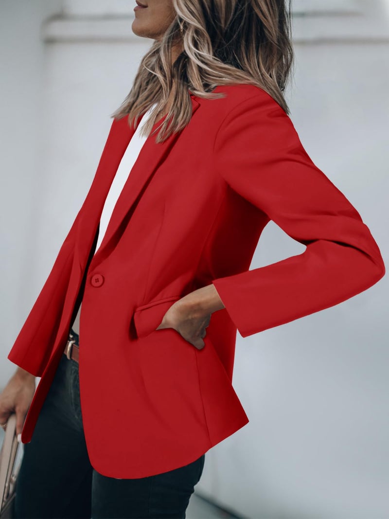 Cicy Bell Womens Casual Blazers Open Front Long Sleeve Work Office Suit Jackets Blazer Red - Image 3